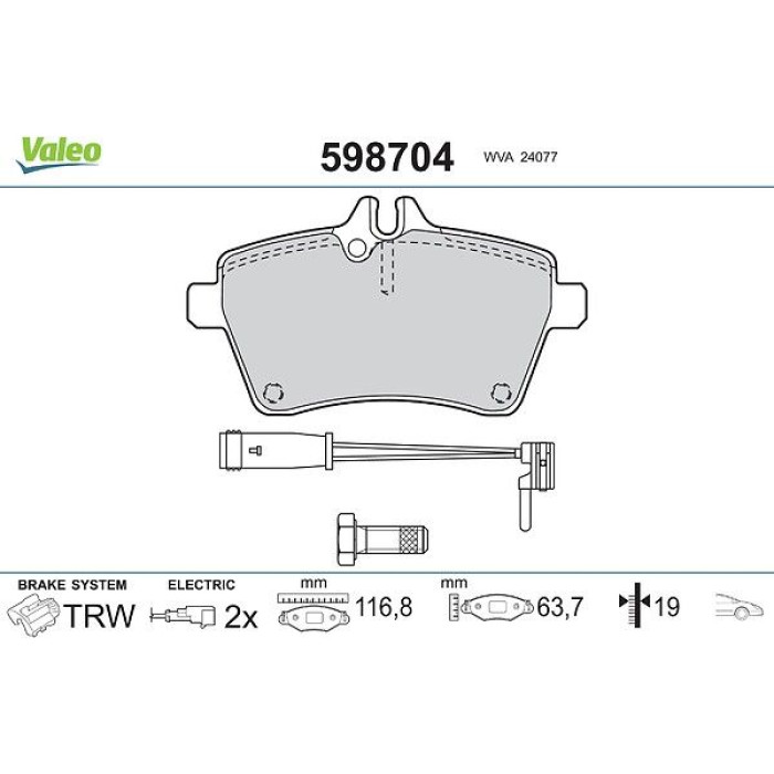 Valeo Bremsbelagsatz 598704 Valeo Bremsbelagsatz 598704