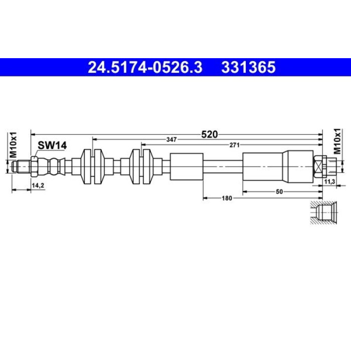 ATE Bremsschlauch 24.5174-0526.3 ATE Bremsschlauch 24.5174-0526.3