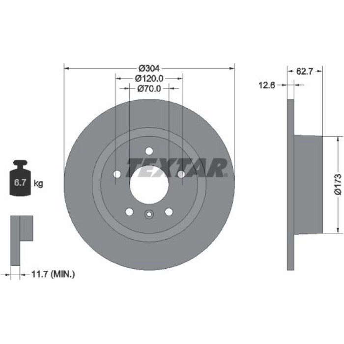 Textar Bremsscheibe 92095200 Textar Bremsscheibe 92095200