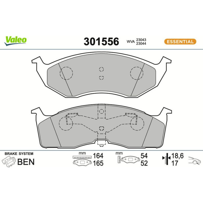 Valeo Bremsbelagsatz 301556 Valeo Bremsbelagsatz 301556
