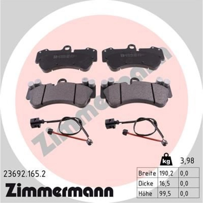 ZIMMERMANN Bremsbeläge 23692.165.2 ZIMMERMANN Bremsbeläge 23692.165.2