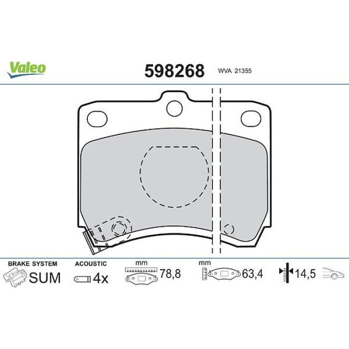 Valeo Bremsbelagsatz 598268 Valeo Bremsbelagsatz 598268