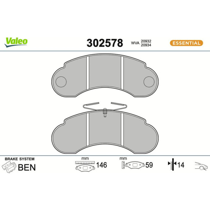 302578 Valeo Bremsbelagsatz 302578 302578 Valeo Bremsbelagsatz 302578
