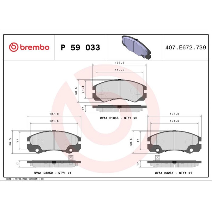 BREMBO Bremsklötze VA P 59 033 BREMBO Bremsklötze VA P 59 033