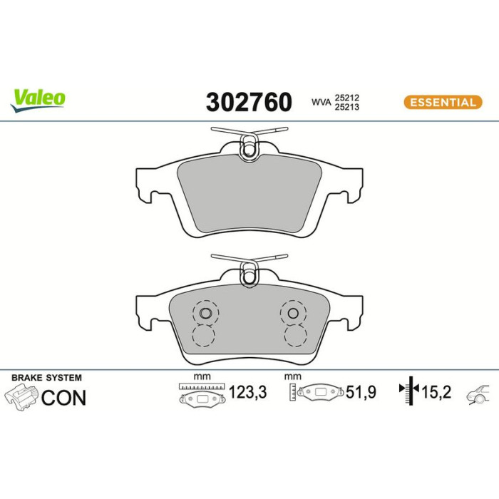 Valeo Bremsbelagsatz 302760 Valeo Bremsbelagsatz 302760