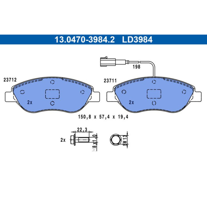 ATE Bremsbelagsatz Fiat Vorderachse Bravo/Stilo 1.4-2.4/1.9-2.0D 01- Keramik 13.0470-3984.2 ATE Bremsbelagsatz Fiat Vorderachse Bravo/Stilo 1.4-2.4/1.9-2.0D 01- Keramik 13.0470-3984.2