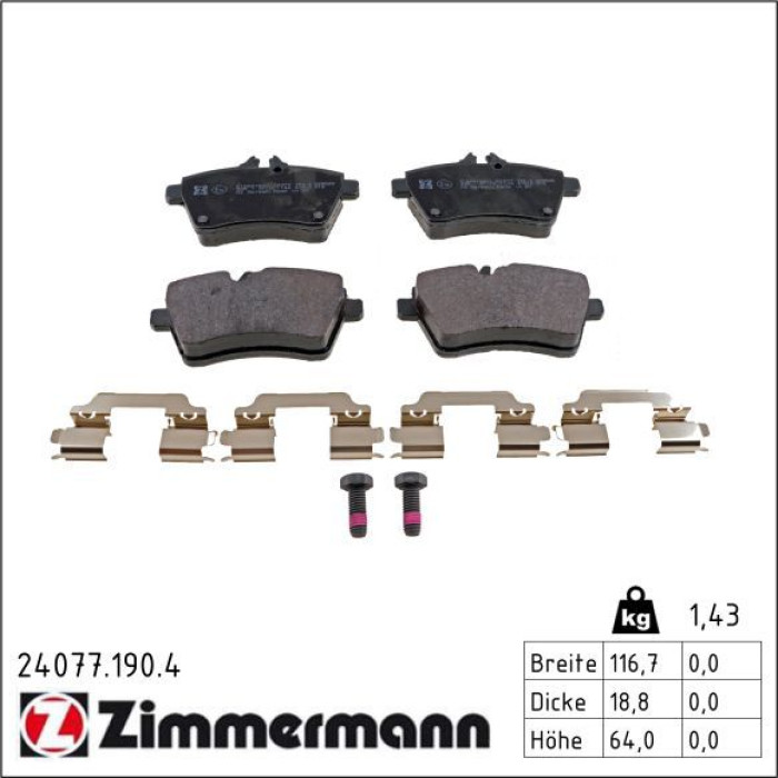 ZIMMERMANN Bremsbeläge 24077.190.4 ZIMMERMANN Bremsbeläge 24077.190.4