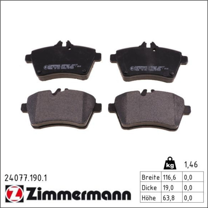 ZIMMERMANN Bremsbeläge 24077.190.1