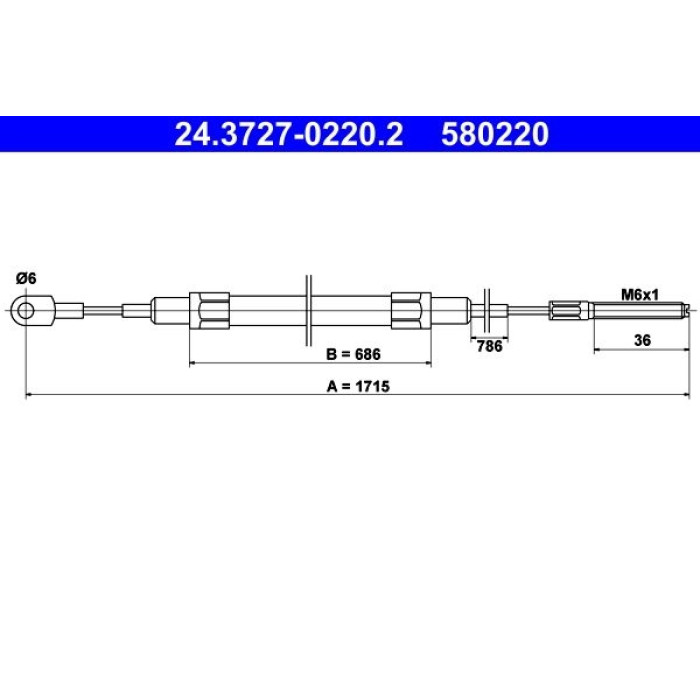 ATE Handbremsseil 24.3727-0220.2 ATE Handbremsseil 24.3727-0220.2