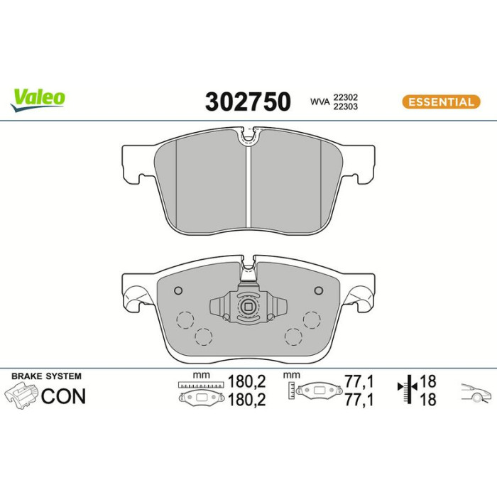 Valeo Bremsbelagsatz 302750 Valeo Bremsbelagsatz 302750