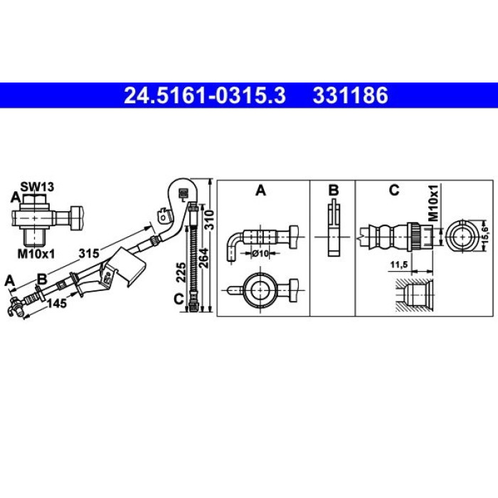 ATE Bremsschlauch 24.5161-0315.3 ATE Bremsschlauch 24.5161-0315.3