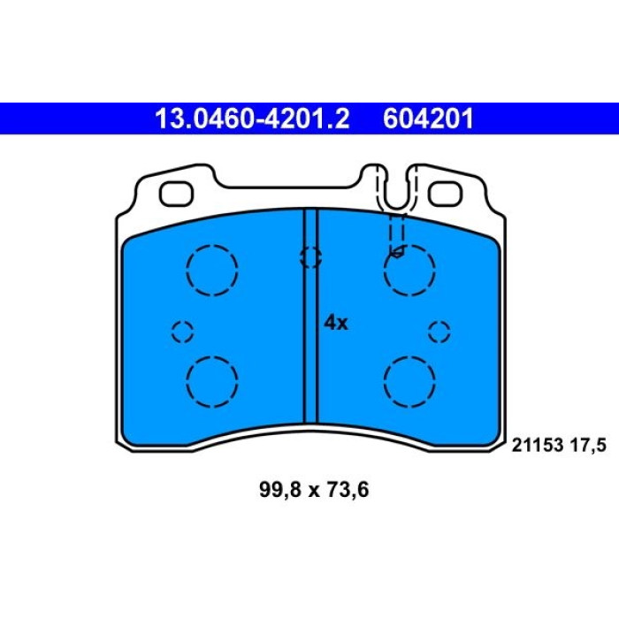 ATE Bremsbelagsatz Mercedes-Benz Vorderachse W124/W201/W210 90-02 13.0460-4201.2 ATE Bremsbelagsatz Mercedes-Benz Vorderachse W124/W201/W210 90-02 13.0460-4201.2