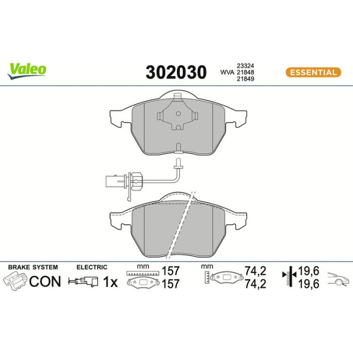 302030 Valeo Bremsbelagsatz 302030 302030 Valeo Bremsbelagsatz 302030