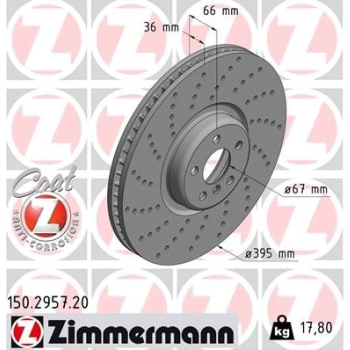 150.2957.20 Zimmermann Bremsscheibe 150.2957.20 150.2957.20 Zimmermann Bremsscheibe 150.2957.20