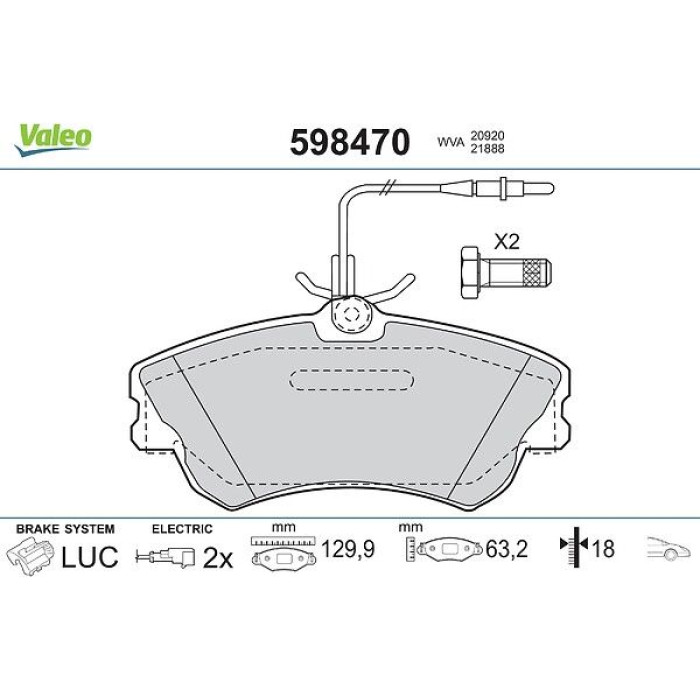 Valeo Bremsbelagsatz 598470 Valeo Bremsbelagsatz 598470