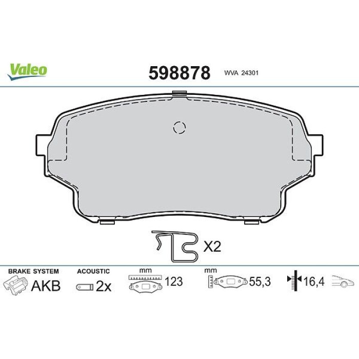 Valeo Bremsbelagsatz 598878 Valeo Bremsbelagsatz 598878