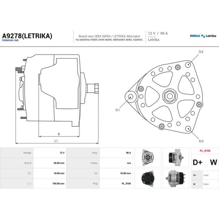 A9278(LETRIKA) AS-PL Lichtmaschine (Generator) A9278(LETRIKA) A9278(LETRIKA) AS-PL Lichtmaschine (Generator) A9278(LETRIKA)