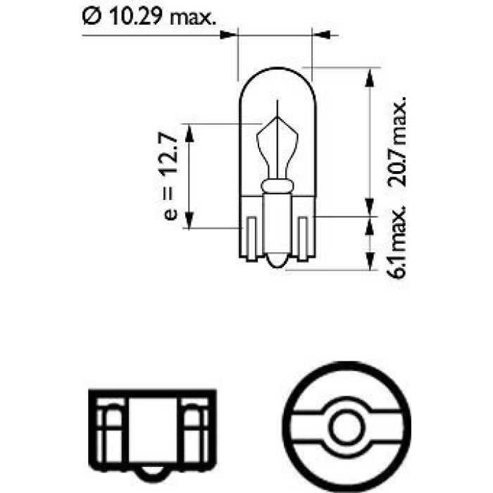 13256CP PHILIPS W3W Glühlampe 24 V 3 W W2,1x9,5d - 13256CP - l