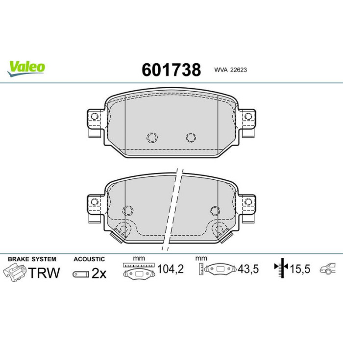 Valeo Bremsbelagsatz 601738 Valeo Bremsbelagsatz 601738