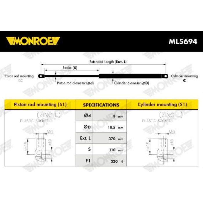 Monroe Kofferraum-Gasfeder ML5694 Monroe Kofferraum-Gasfeder ML5694