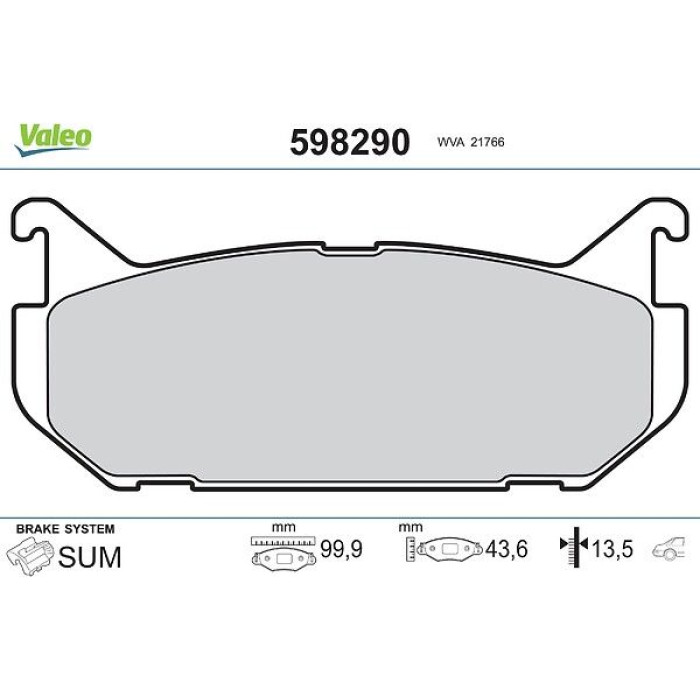 Valeo Bremsbelagsatz 598290 Valeo Bremsbelagsatz 598290