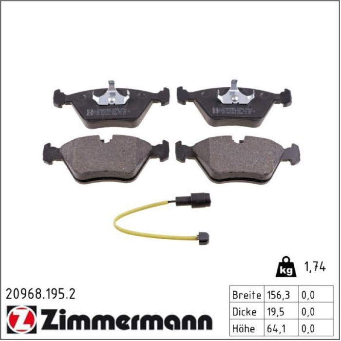 ZIMMERMANN Bremsbeläge 20968.195.2 ZIMMERMANN Bremsbeläge 20968.195.2