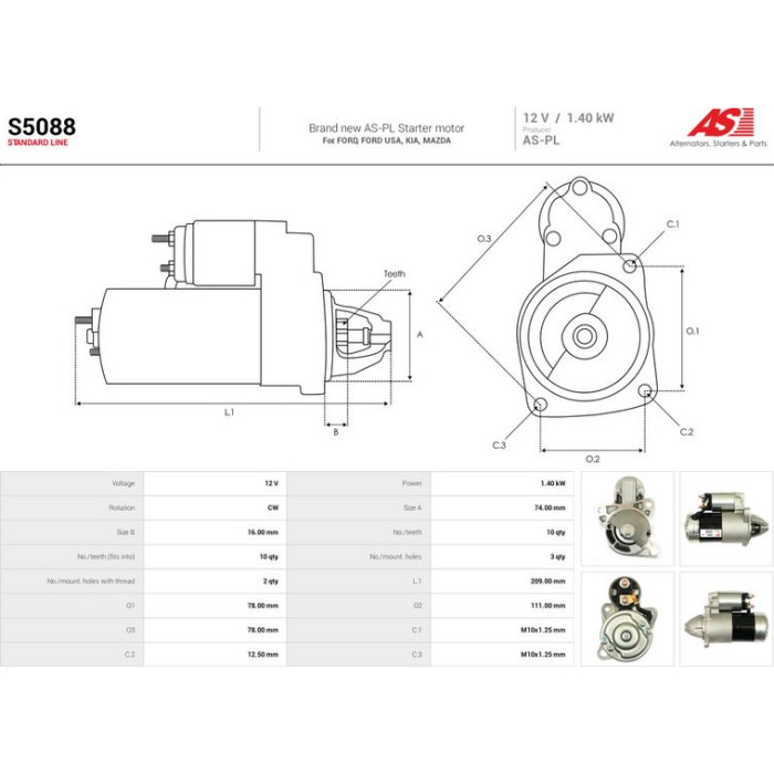 S5088 AS-PL Anlasser (Starter) S5088