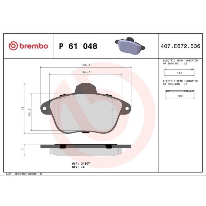 BREMBO Bremsklötze VA P 61 048 BREMBO Bremsklötze VA P 61 048