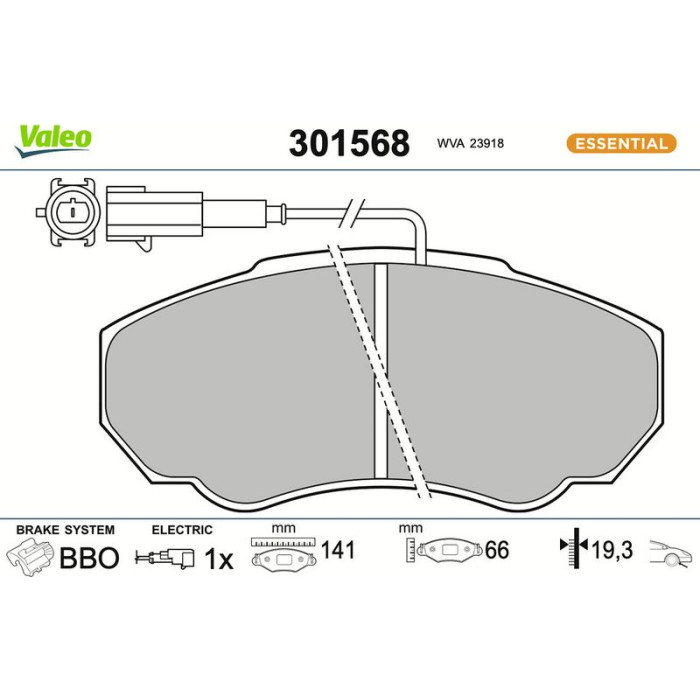 Valeo Bremsbelagsatz 301568 Valeo Bremsbelagsatz 301568