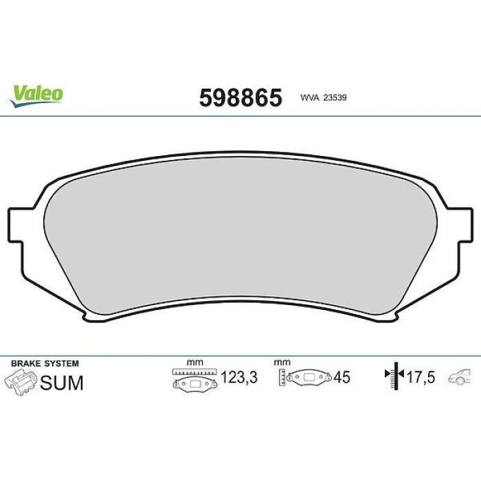 Valeo Bremsbelagsatz 598865 Valeo Bremsbelagsatz 598865