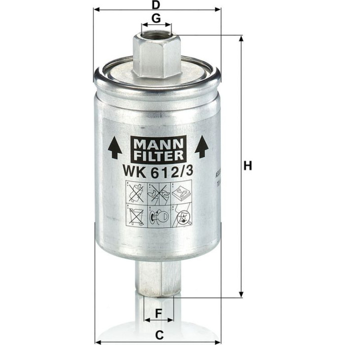 MANN-FILTER Kraftstofffilter WK 612/3 MANN-FILTER Kraftstofffilter WK 612/3