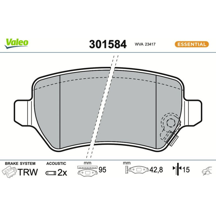Valeo Bremsbelagsatz 301584 Valeo Bremsbelagsatz 301584