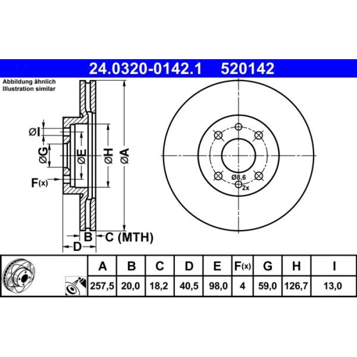 ATE Bremsscheibe Fiat Vorderachse Bravo/A/Marea/Doblo/Marea/Palio/Punto 95- PowerDisc 24.0320-0142.1 ATE Bremsscheibe Fiat Vorderachse Bravo/A/Marea/Doblo/Marea/Palio/Punto 95- PowerDisc 24.0320-0142.1