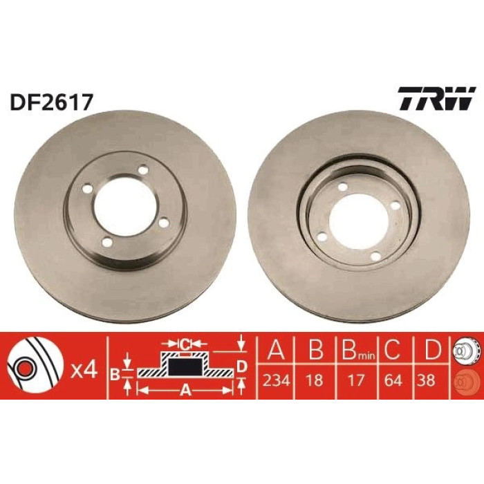 TRW Bremsscheibe DF2617 TRW Bremsscheibe DF2617
