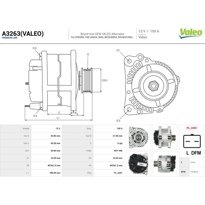 A3263(VALEO) AS-PL Lichtmaschine (Generator) A3263(VALEO)