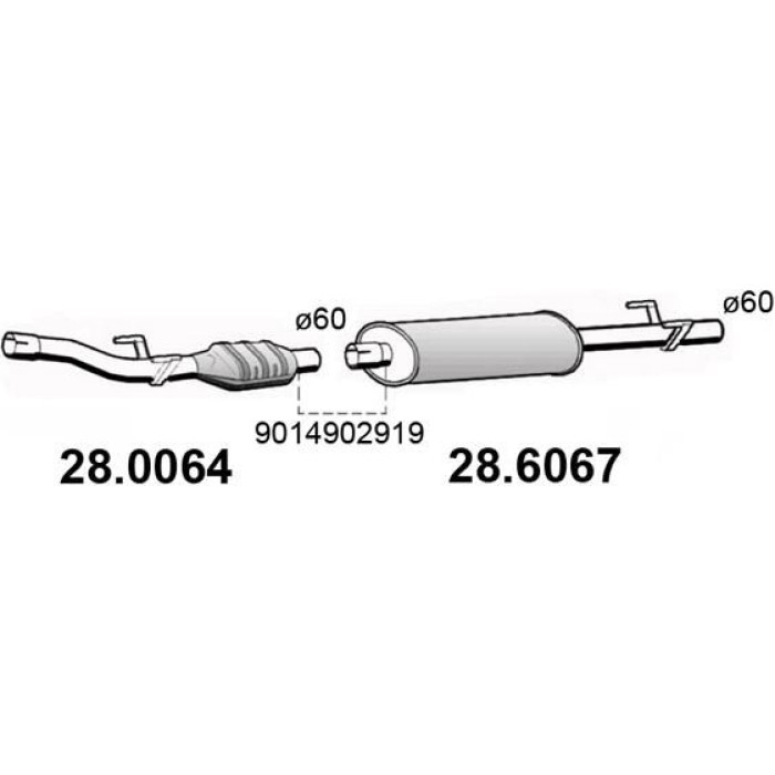 28.6067 ASSO Mittelschalldämpfer 28.6067