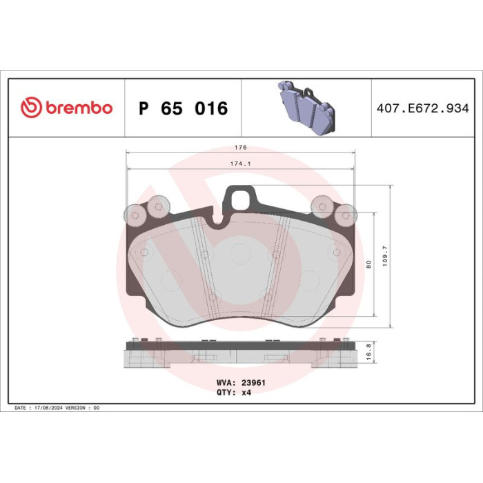 BREMBO Bremsklötze VA P 65 016 BREMBO Bremsklötze VA P 65 016