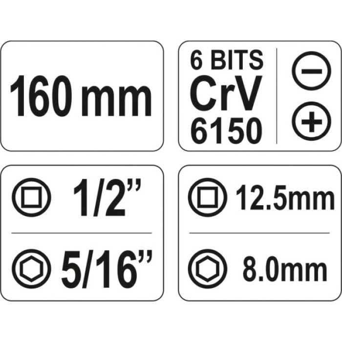 YATO YT-2802 Schlag-Schraubendreher Satz Cr-V 6-teilig YATO YT-2802 Schlag-Schraubendreher Satz Cr-V 6-teilig