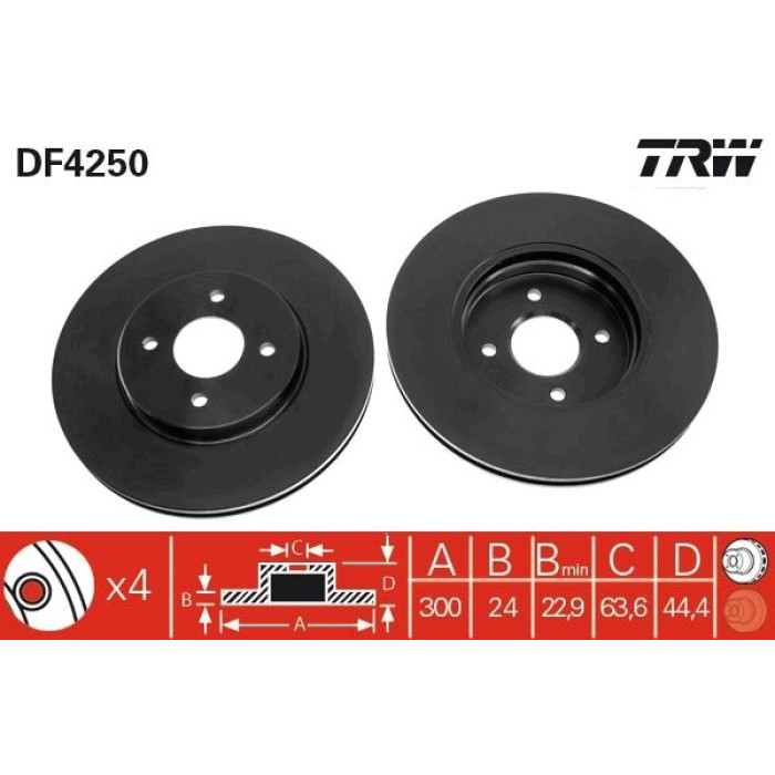 TRW Bremsscheibe FORD FOCUS DF4250 TRW Bremsscheibe FORD FOCUS DF4250