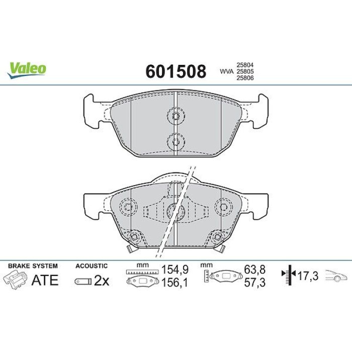 Valeo Bremsbelagsatz 601508 Valeo Bremsbelagsatz 601508