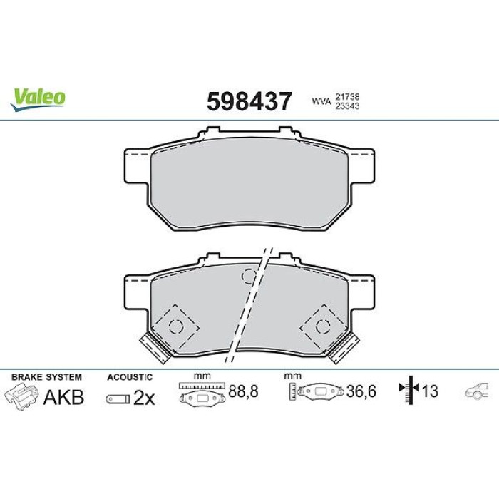 Valeo Bremsbelagsatz 598437 Valeo Bremsbelagsatz 598437
