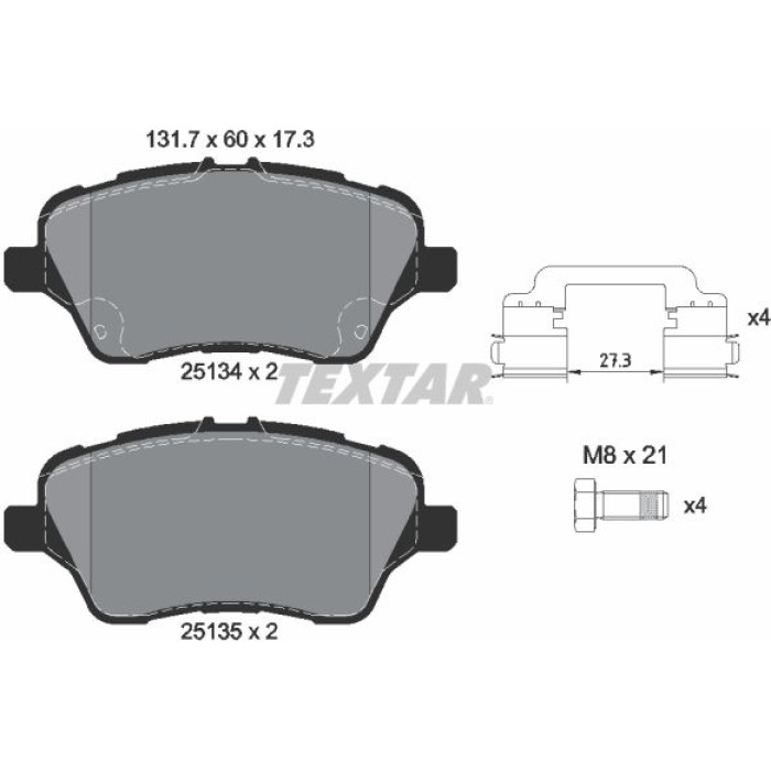 Textar Bremsbelagsatz 2513402 Textar Bremsbelagsatz 2513402