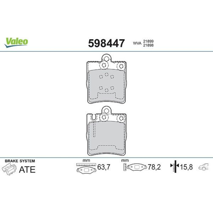 Valeo Bremsbelagsatz 598447 Valeo Bremsbelagsatz 598447