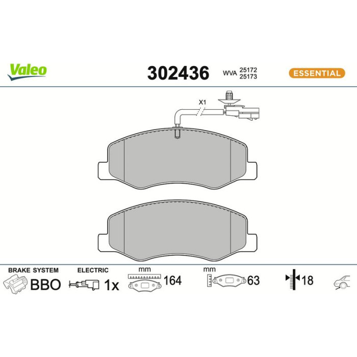 Valeo Bremsbelagsatz 302436 Valeo Bremsbelagsatz 302436