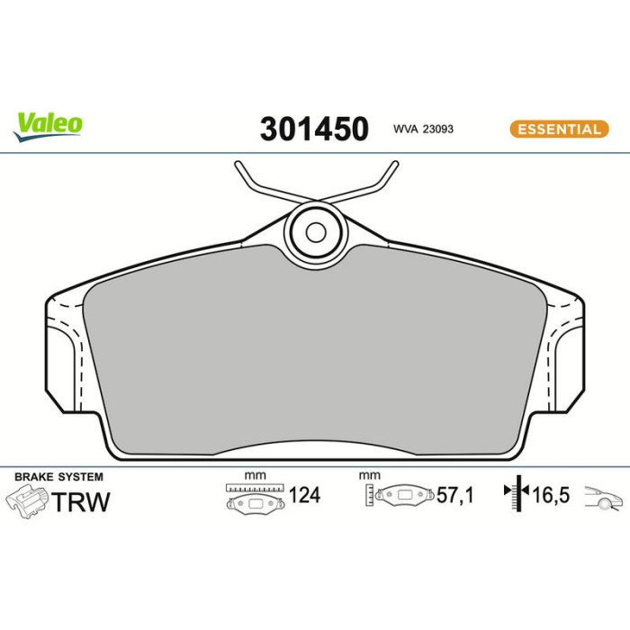 Valeo Bremsbelagsatz 301450 Valeo Bremsbelagsatz 301450