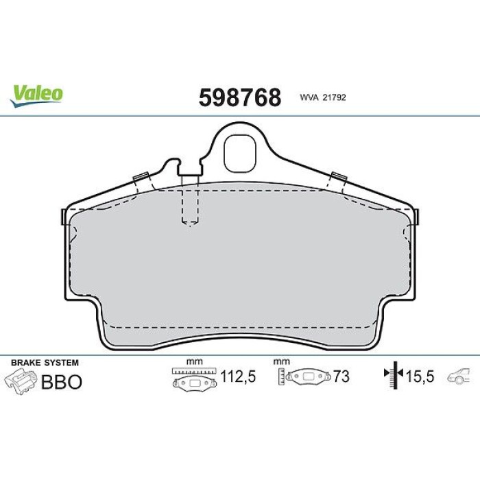 Valeo Bremsbelagsatz 598768 Valeo Bremsbelagsatz 598768
