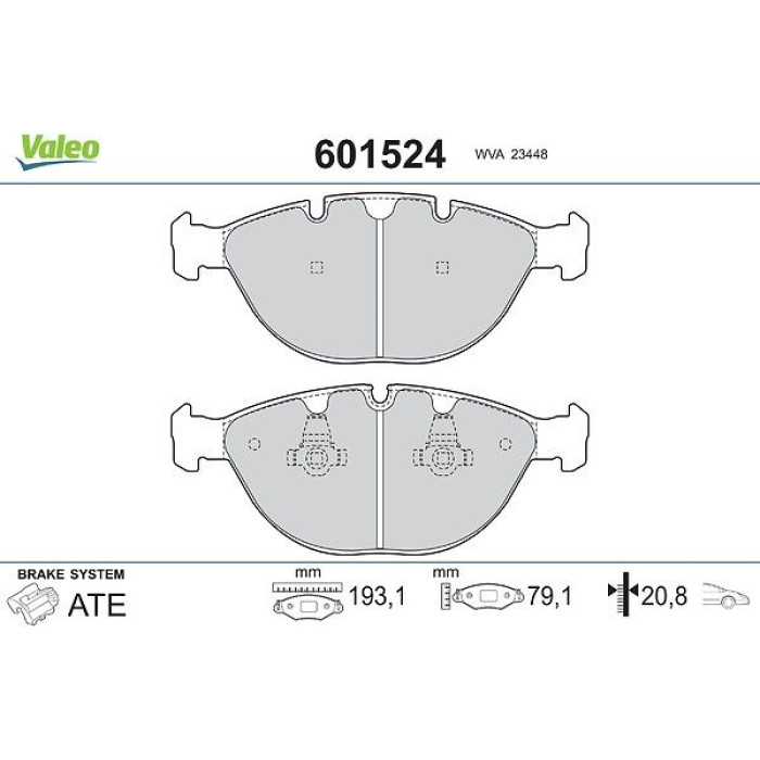 Valeo Bremsbelagsatz 601524 Valeo Bremsbelagsatz 601524