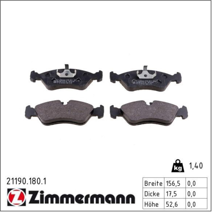 ZIMMERMANN Bremsbeläge 21190.180.1 ZIMMERMANN Bremsbeläge 21190.180.1
