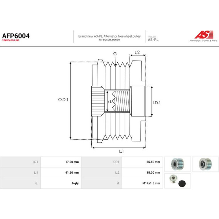 AFP6004 AS-PL Lichtmaschinenfreilauf AFP6004 AFP6004 AS-PL Lichtmaschinenfreilauf AFP6004