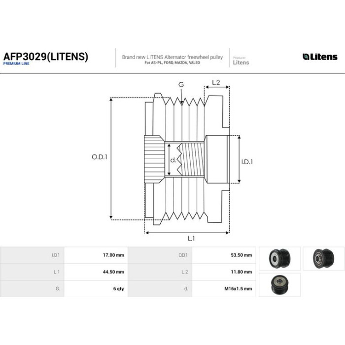 AFP3029(LITENS) AUTOSTARTER Lichtmaschinenfreilauf AFP3029(LITENS) AFP3029(LITENS) AUTOSTARTER Lichtmaschinenfreilauf AFP3029(LITENS)
